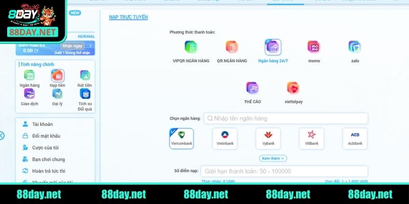 Nạp tiền 8Day qua Quickpay