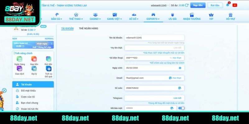 Quy trình rút tiền 8Day đơn giản